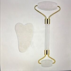 White Facial Roller and Gua Sha Set
